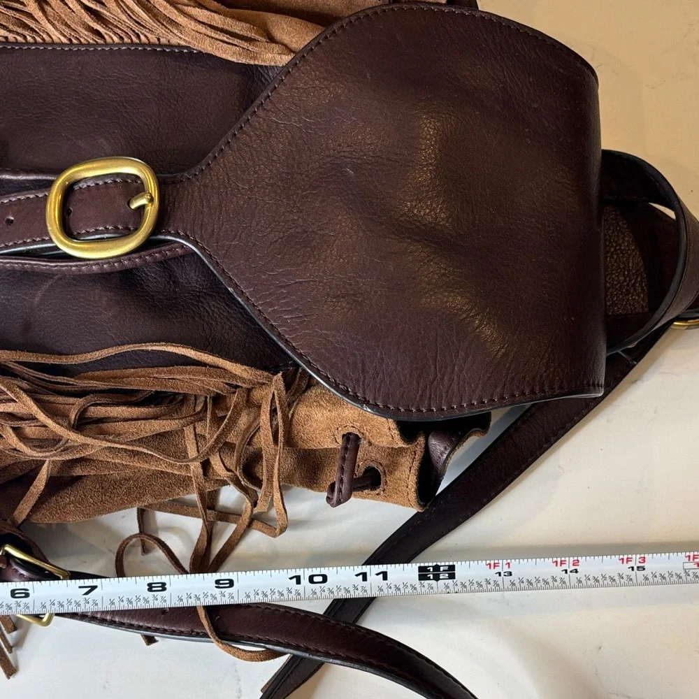 Frye Clara Fringed Brown Suede Shoulder Bag - Picture 10 of 10